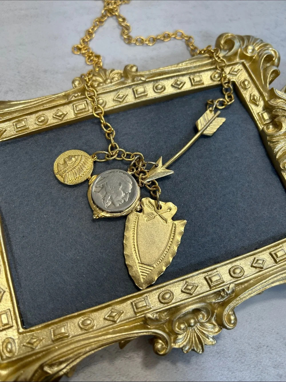 Susan Shaw Gold Charm Medallion Long Necklace - Women Jewelry